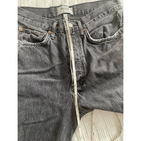 Agolde 90’s Crop Black Shutter Loose Fit Distressed Button Fly Denim Jeans Pants - Picture 14 of 15
